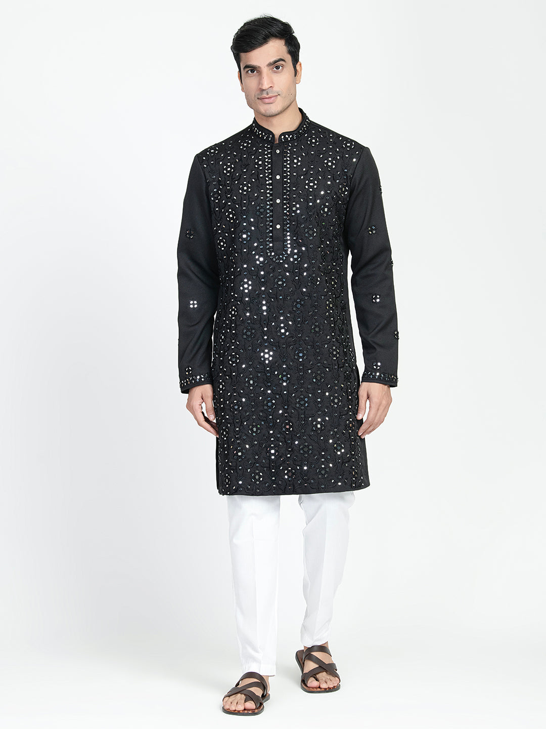 Real Glass Intricate Threadwork Kurta Set