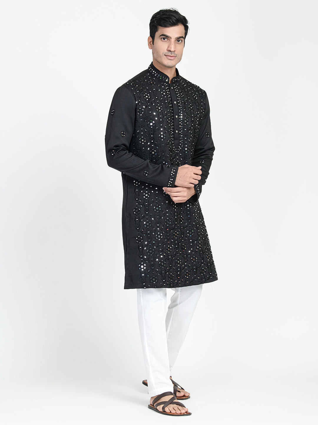 Real Glass Intricate Threadwork Kurta Set