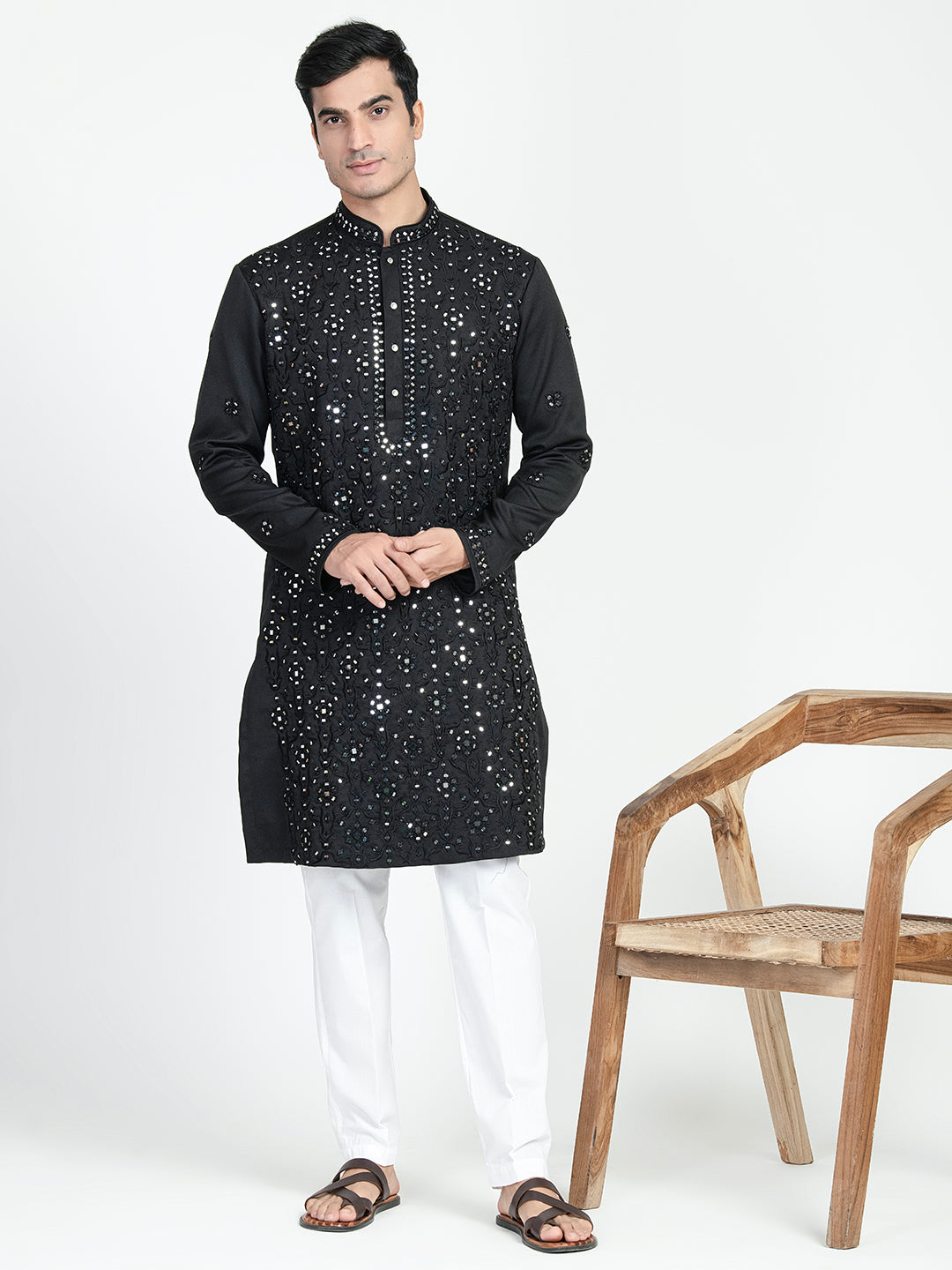 Real Glass Intricate Threadwork Kurta Set