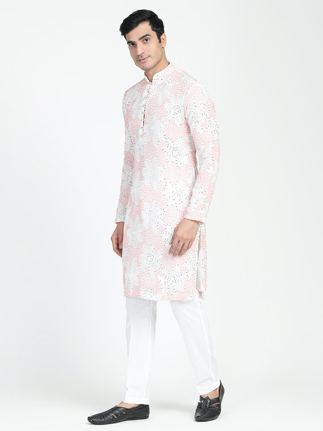 Lucknowi Sequins Worked Chikankari Kurta Set