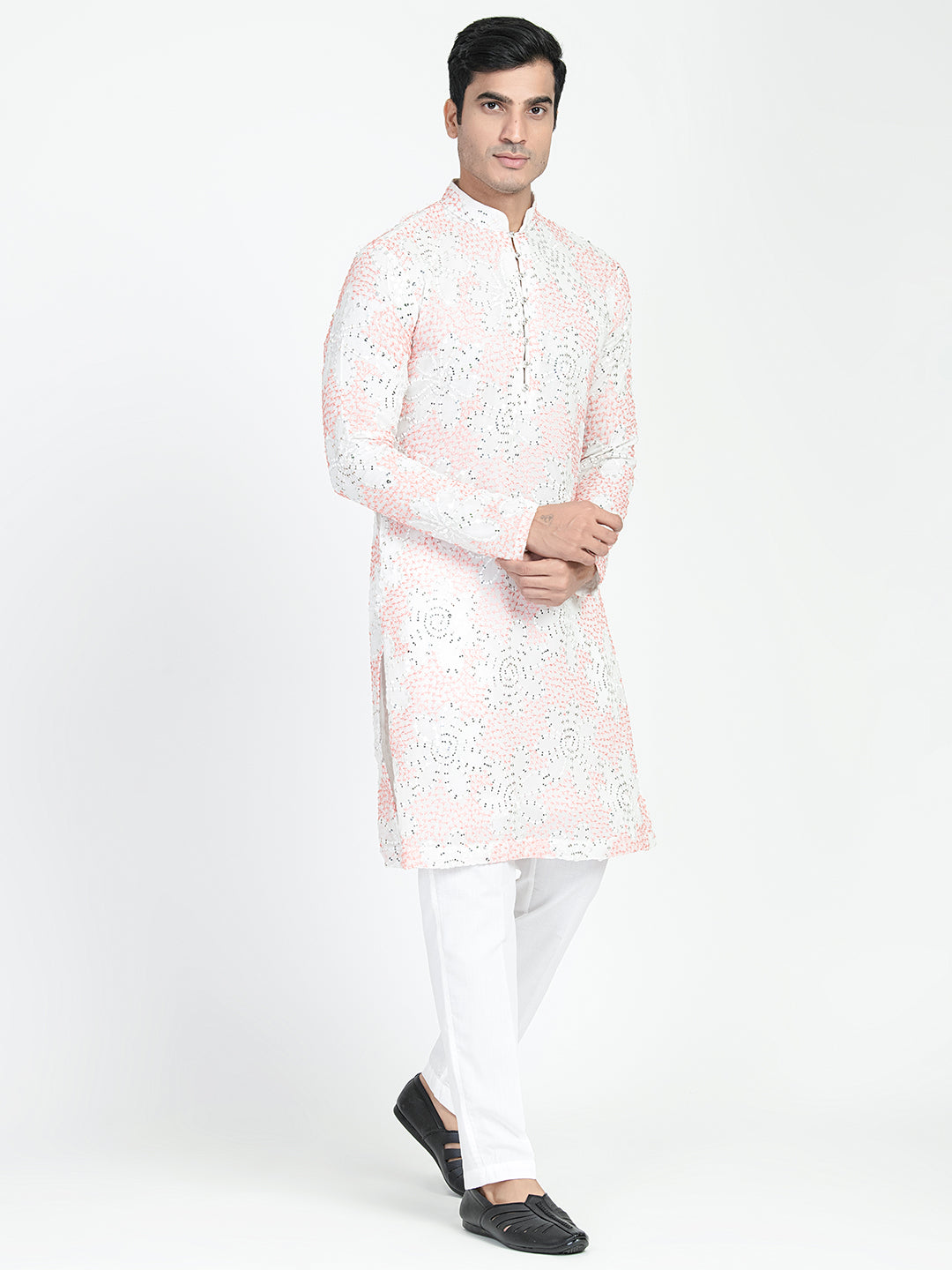 Lucknowi Sequins Worked Chikankari Kurta Set