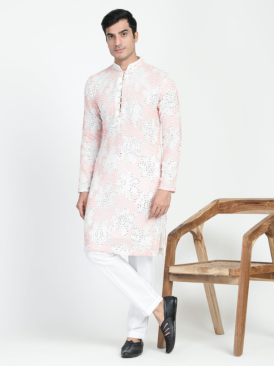 Lucknowi Sequins Worked Chikankari Kurta Set