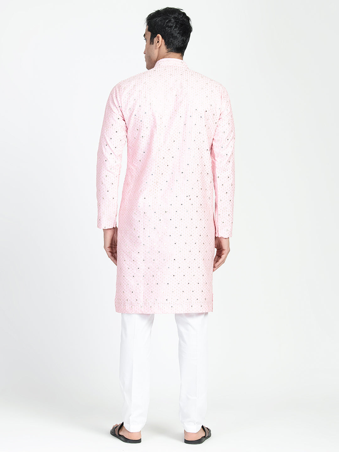 Blush Pink Mirror Embroidery Kurta Set