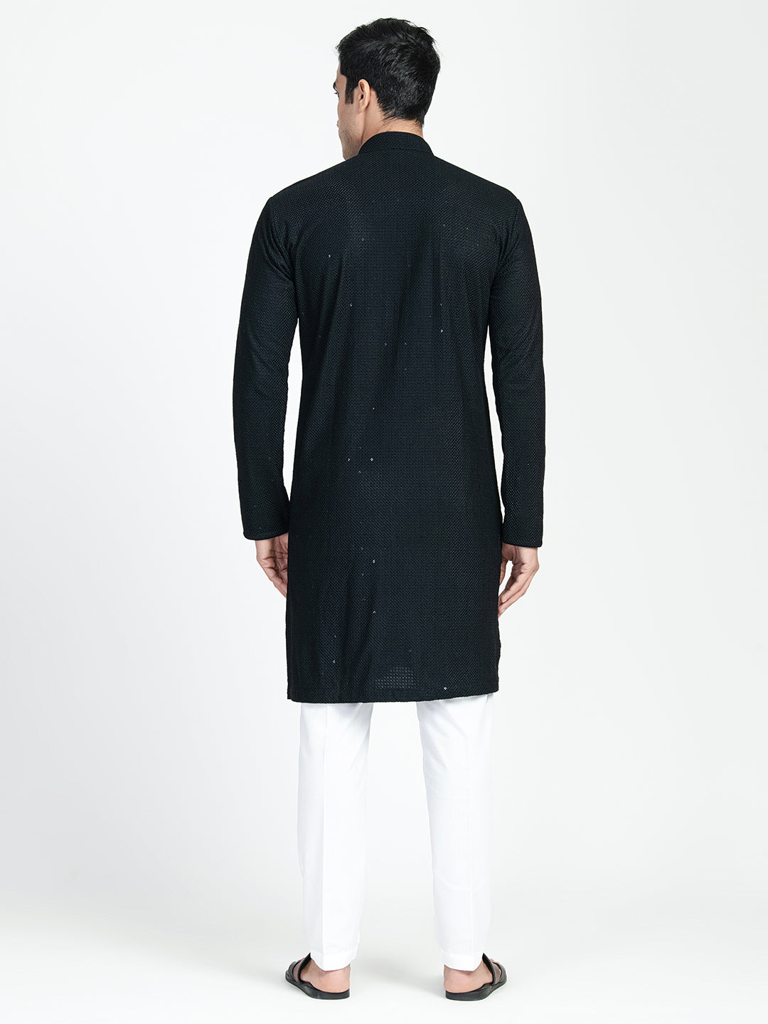 Black Sequins Work Chikankari Kurta Set