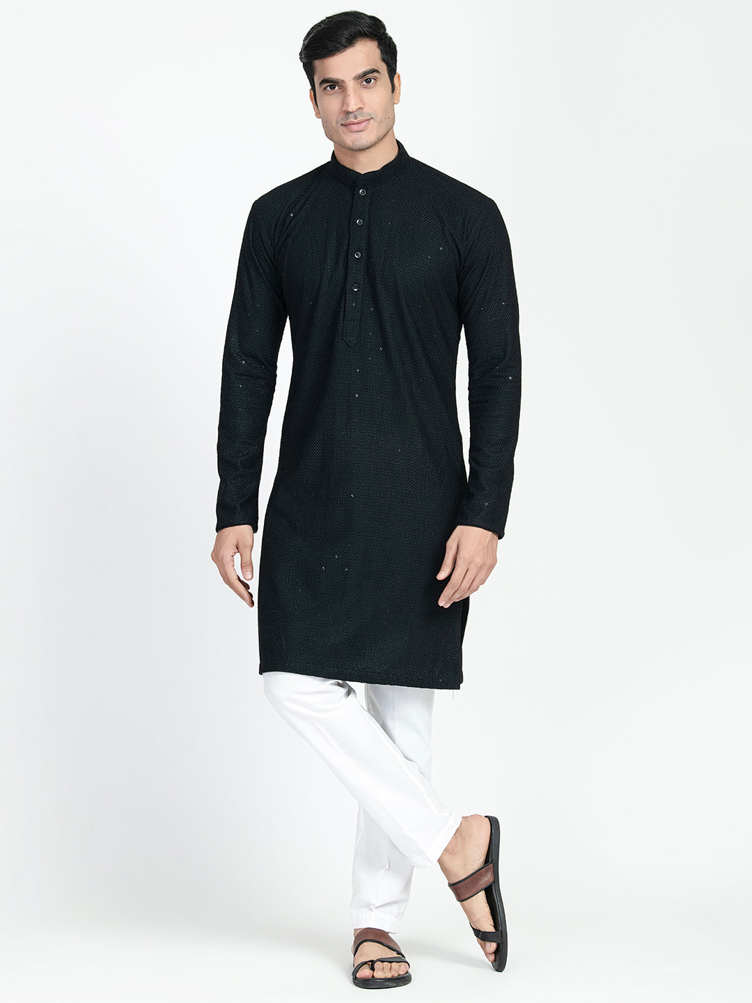 Black Sequins Work Chikankari Kurta Set