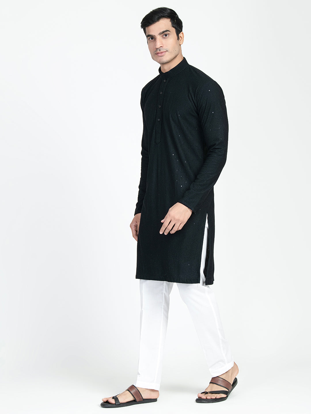 Black Sequins Work Chikankari Kurta Set