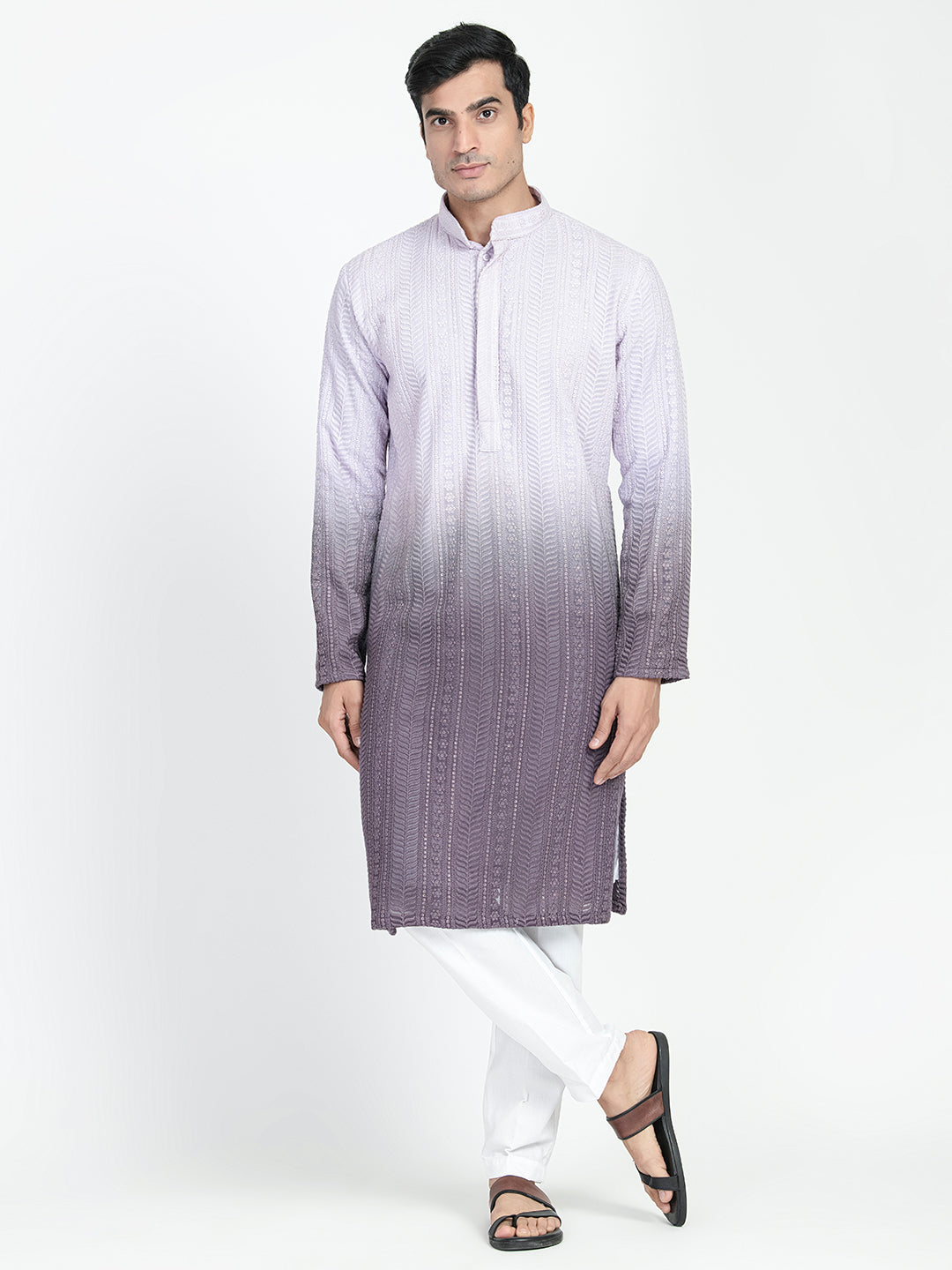 Ombre Effect Chikankari Embroidery Kurta Set