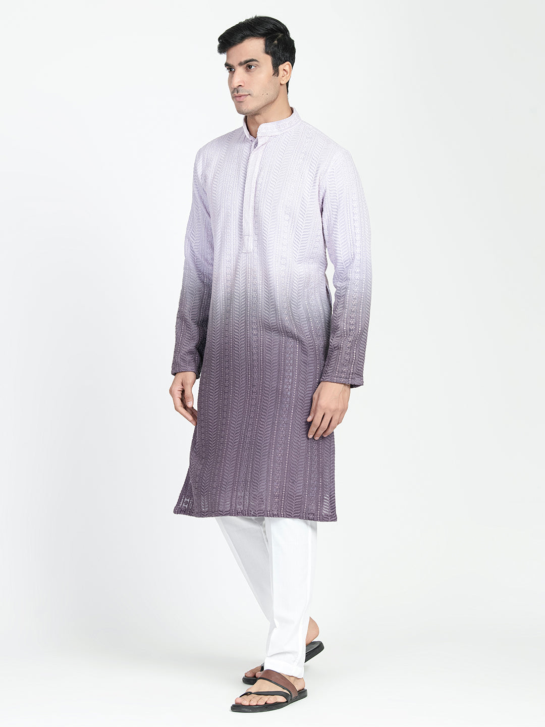 Ombre Effect Chikankari Embroidery Kurta Set