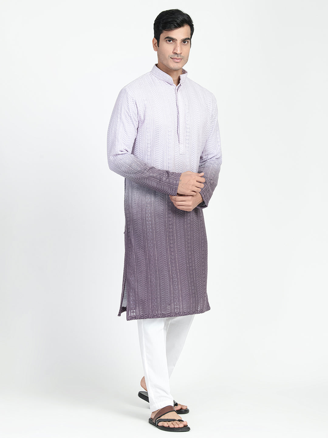 Ombre Effect Chikankari Embroidery Kurta Set