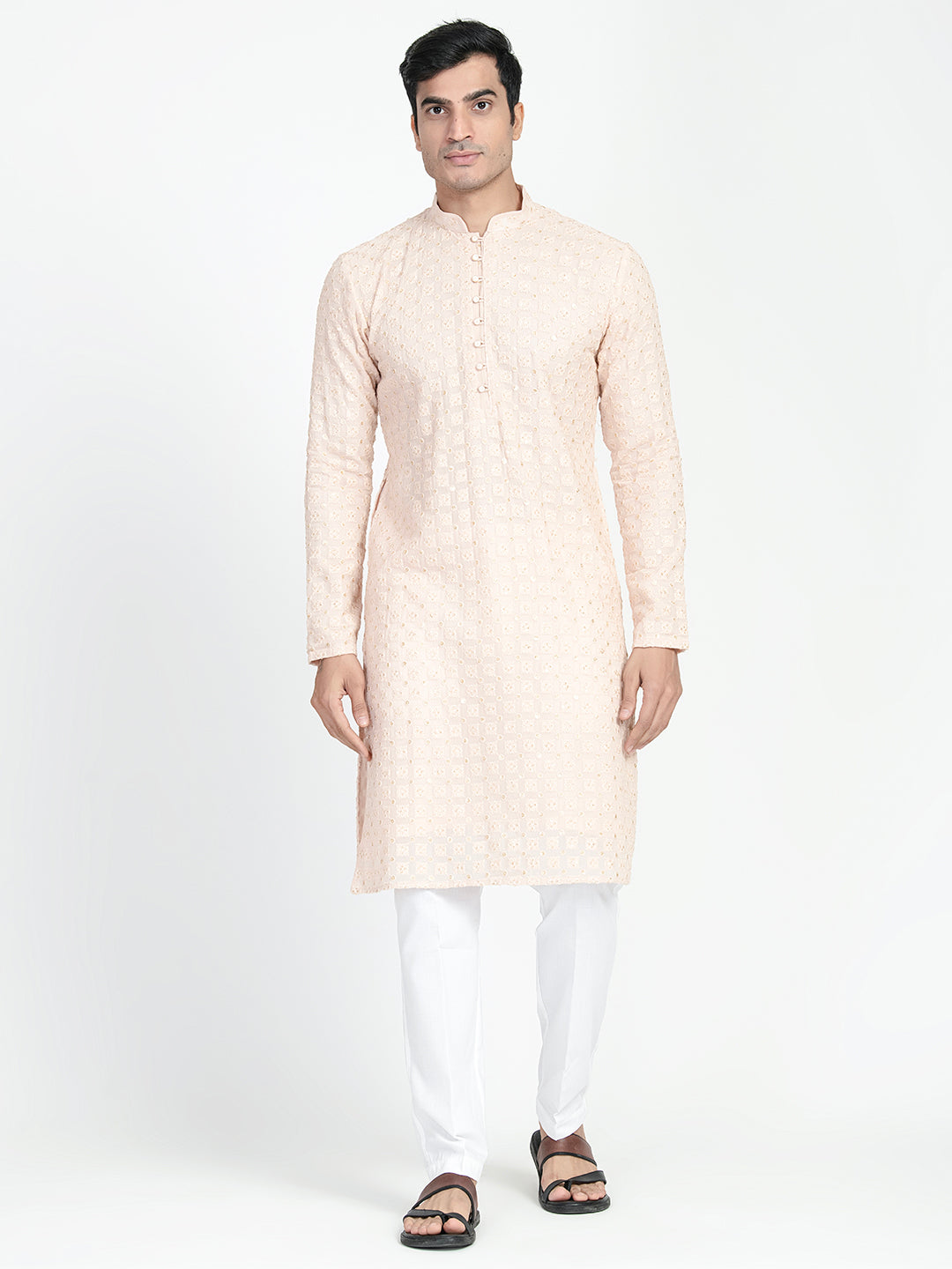 Lucknowi Sequins Worked Chikankari Kurta Set