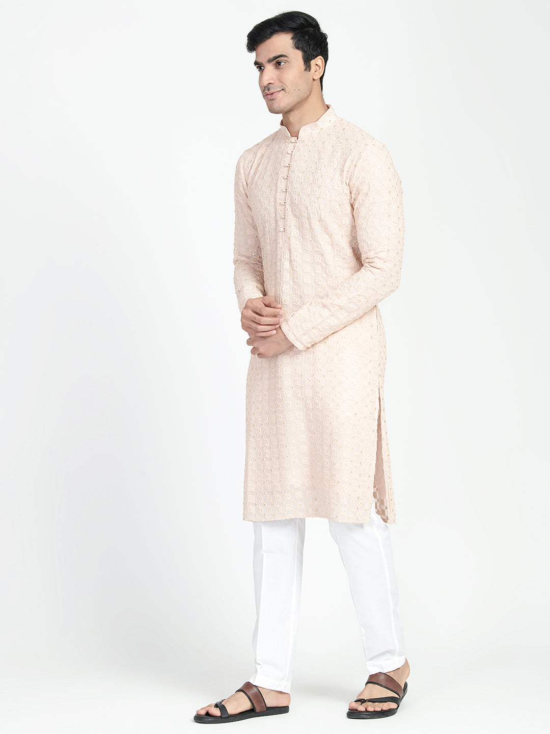 Lucknowi Sequins Worked Chikankari Kurta Set