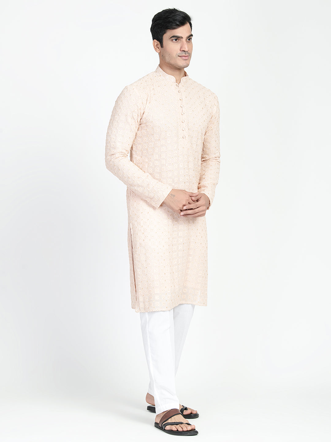 Lucknowi Sequins Worked Chikankari Kurta Set