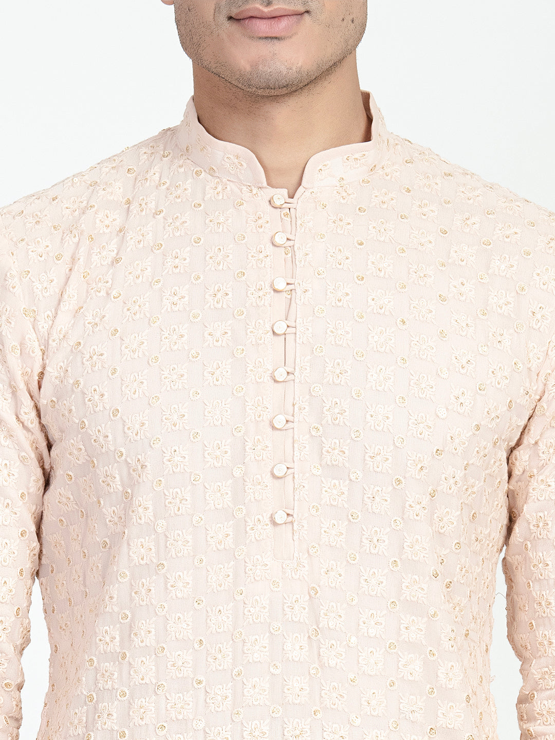 Lucknowi Sequins Worked Chikankari Kurta Set