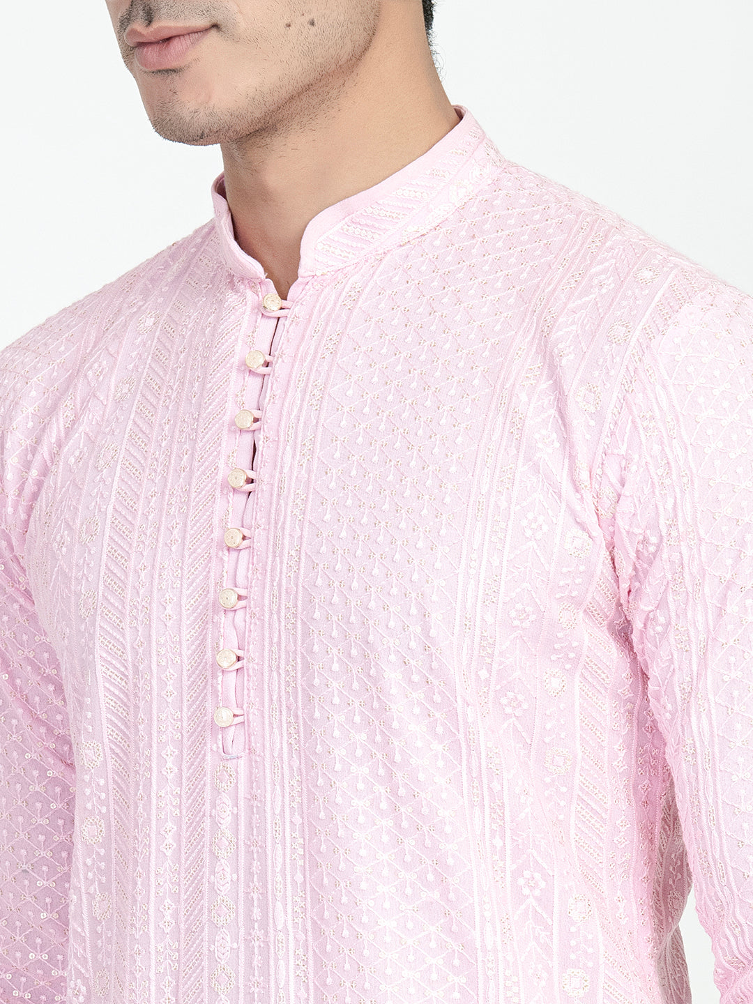 Lucknowi Sequins Worked Chikankari Kurta Set