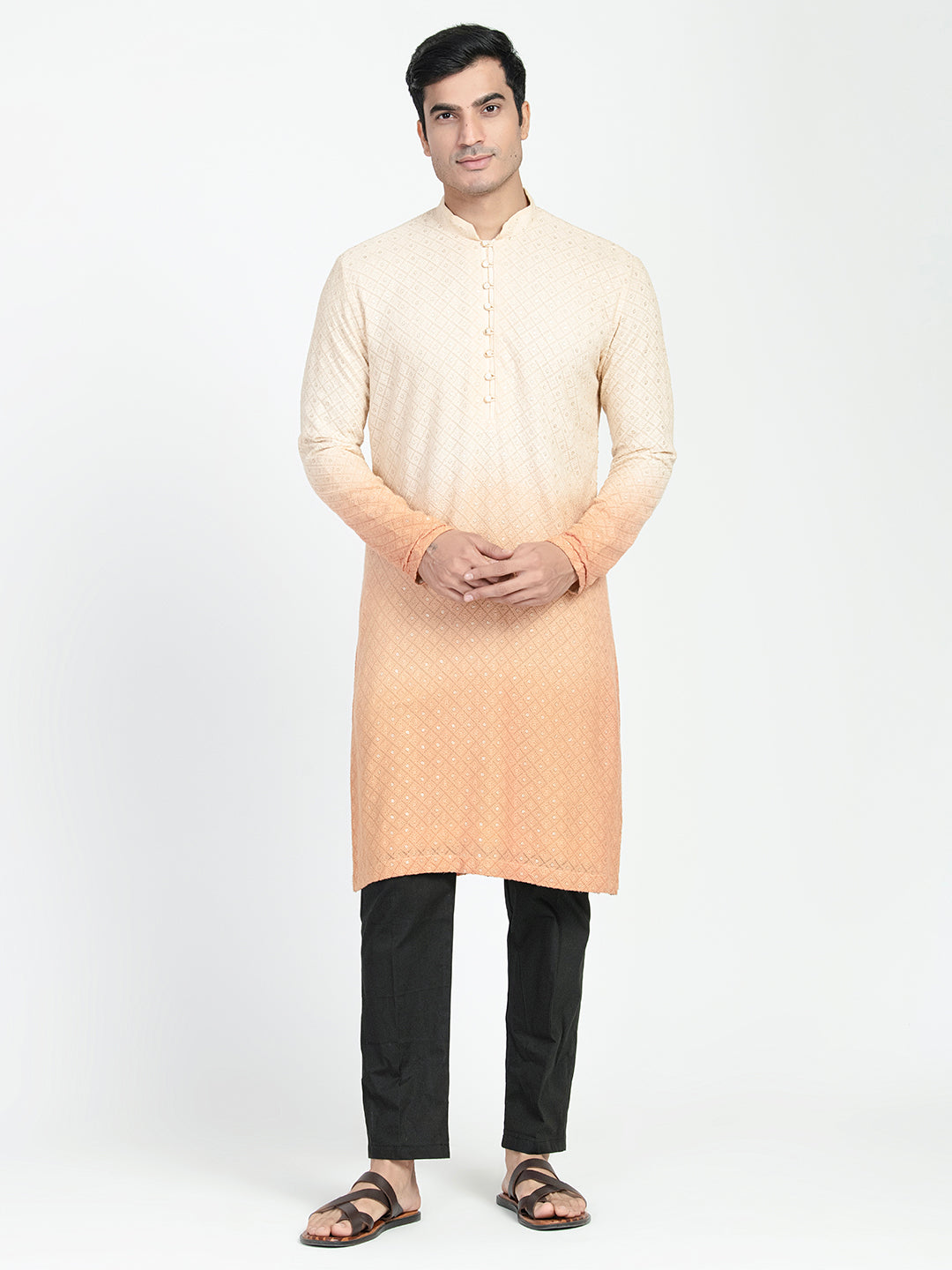 Ombre Effect Chikankari Embroidery Kurta Set