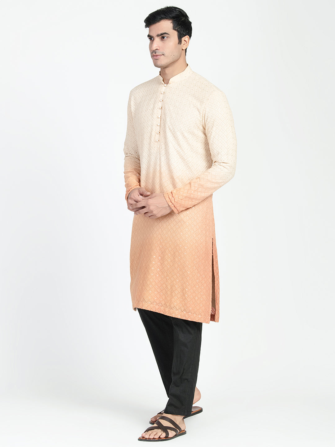 Ombre Effect Chikankari Embroidery Kurta Set