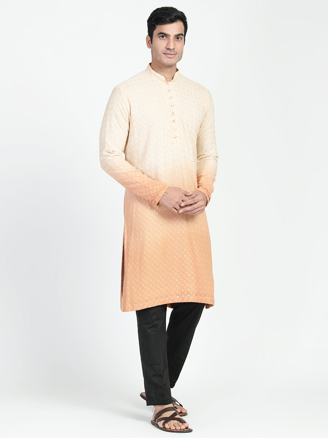 Ombre Effect Chikankari Embroidery Kurta Set