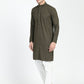 Olive Green Sequins Work Chikankari Kurta Set