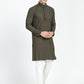 Olive Green Sequins Work Chikankari Kurta Set