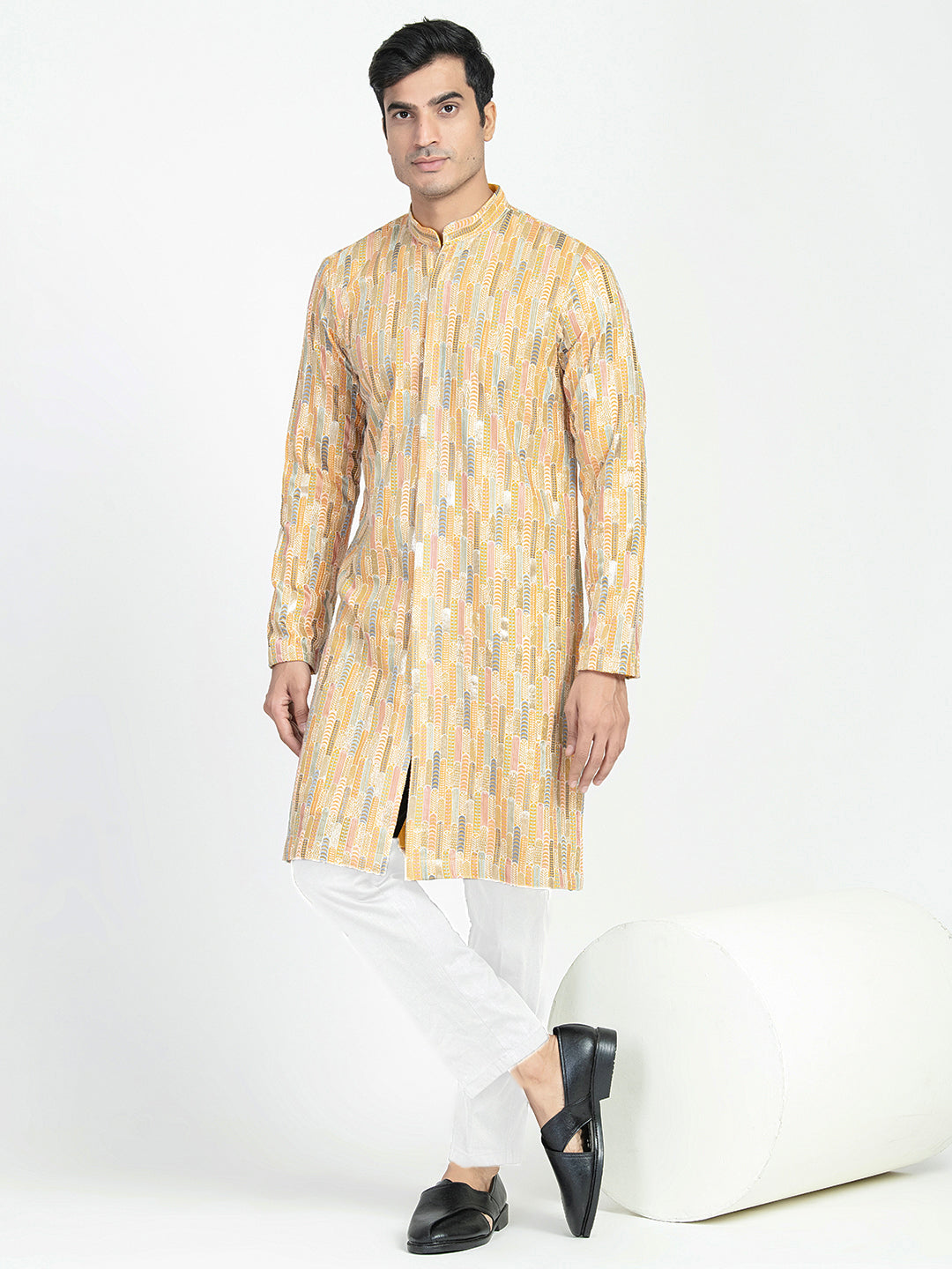 Full Buttoned Multicolored Kurta Set