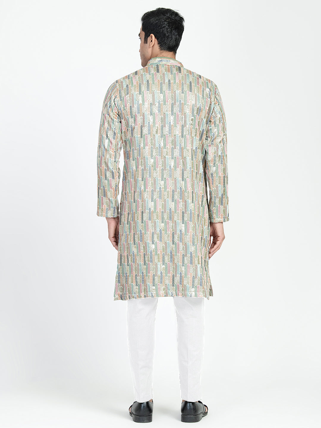 Formal Thread Embroidery Multicolored Kurta Set