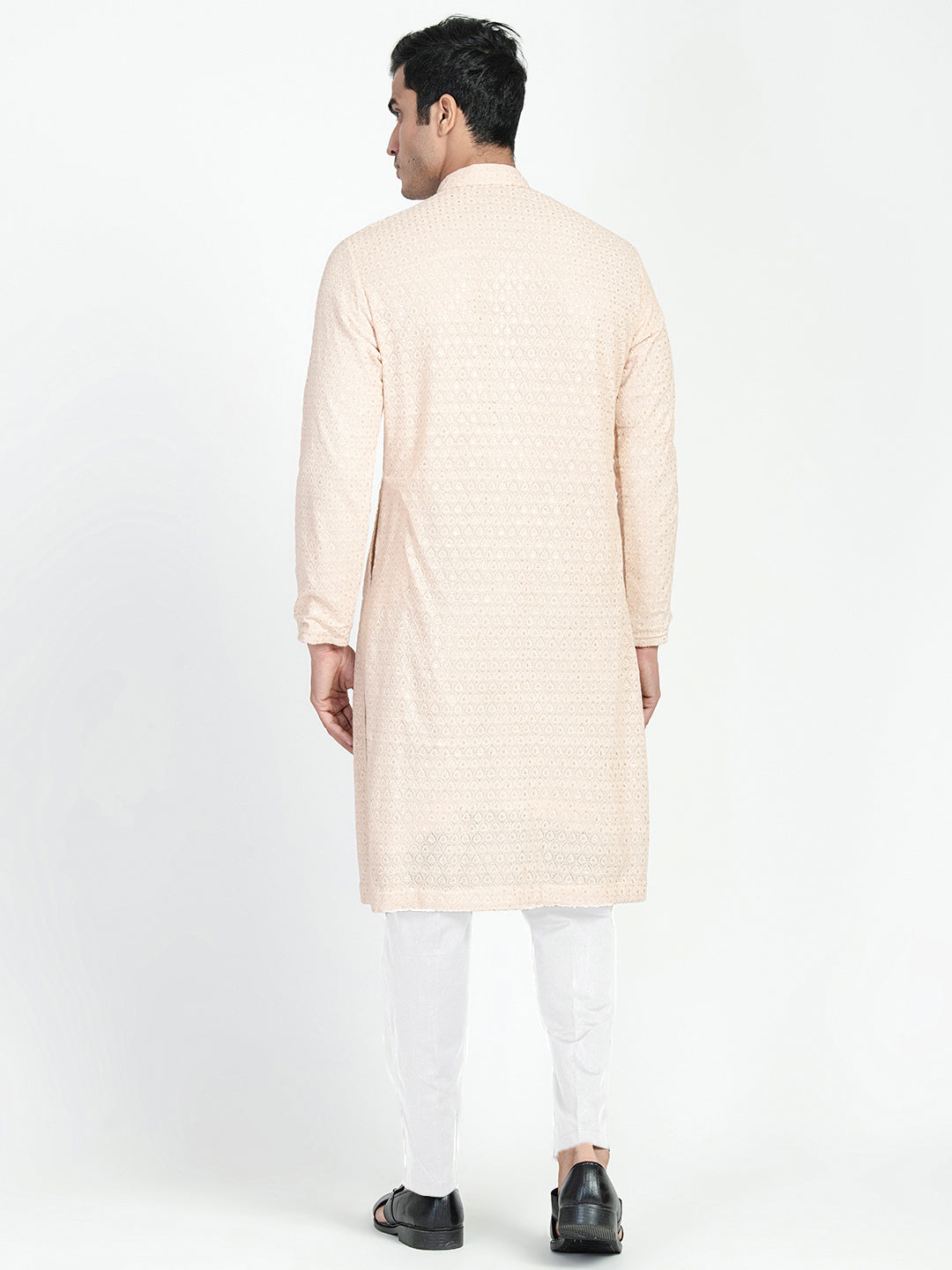 Mens Motif Work Chikankari Sequins Kurta Set