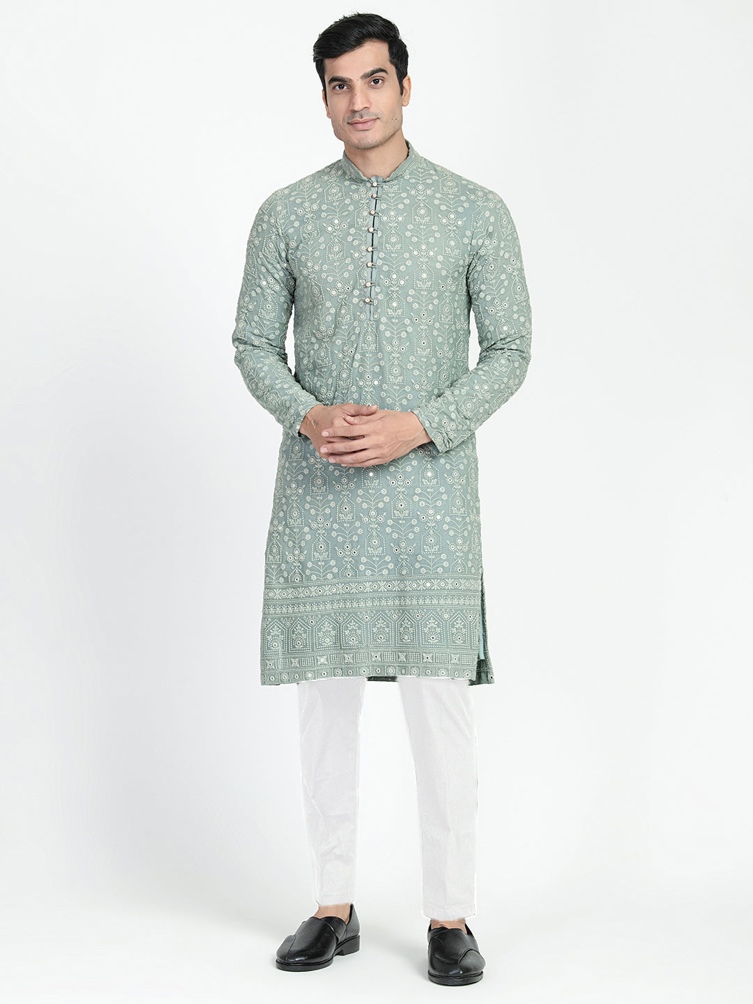 Classic Mirror Embroidery Kurta Set