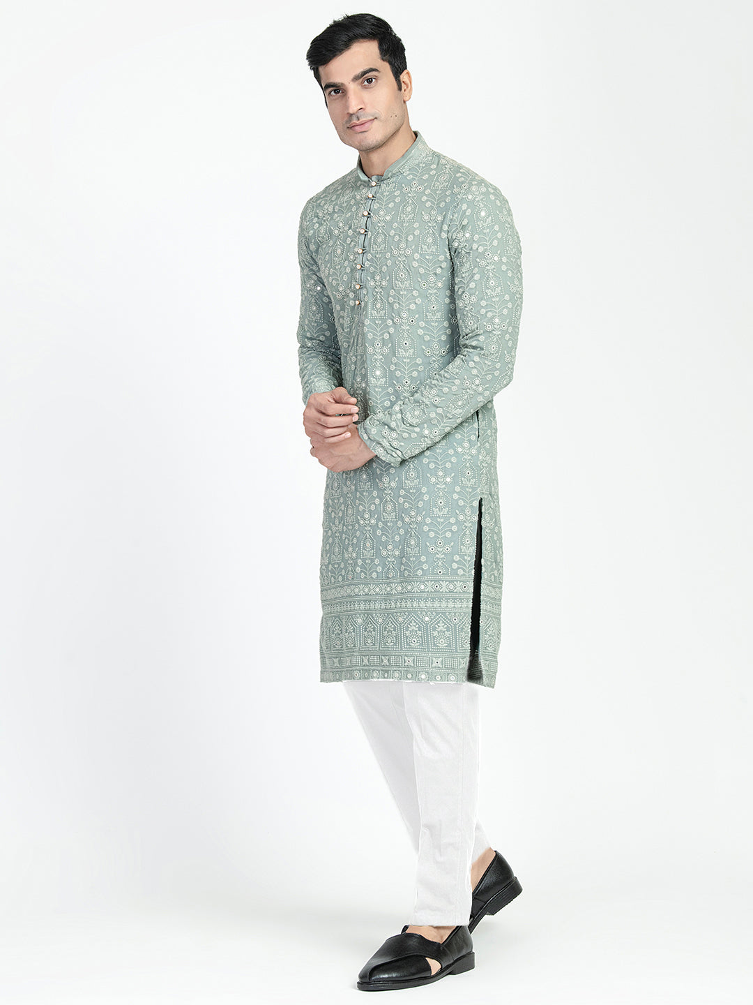 Classic Mirror Embroidery Kurta Set