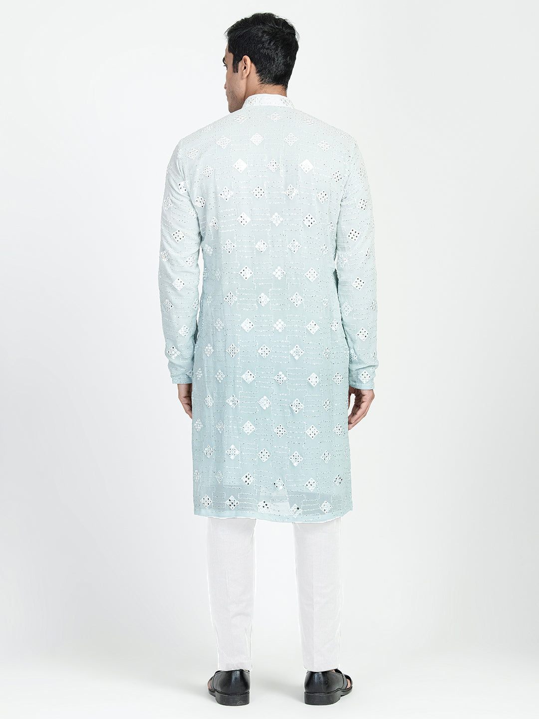 Ombre Effect Sequins Work Mirror Embroidery Kurta Set