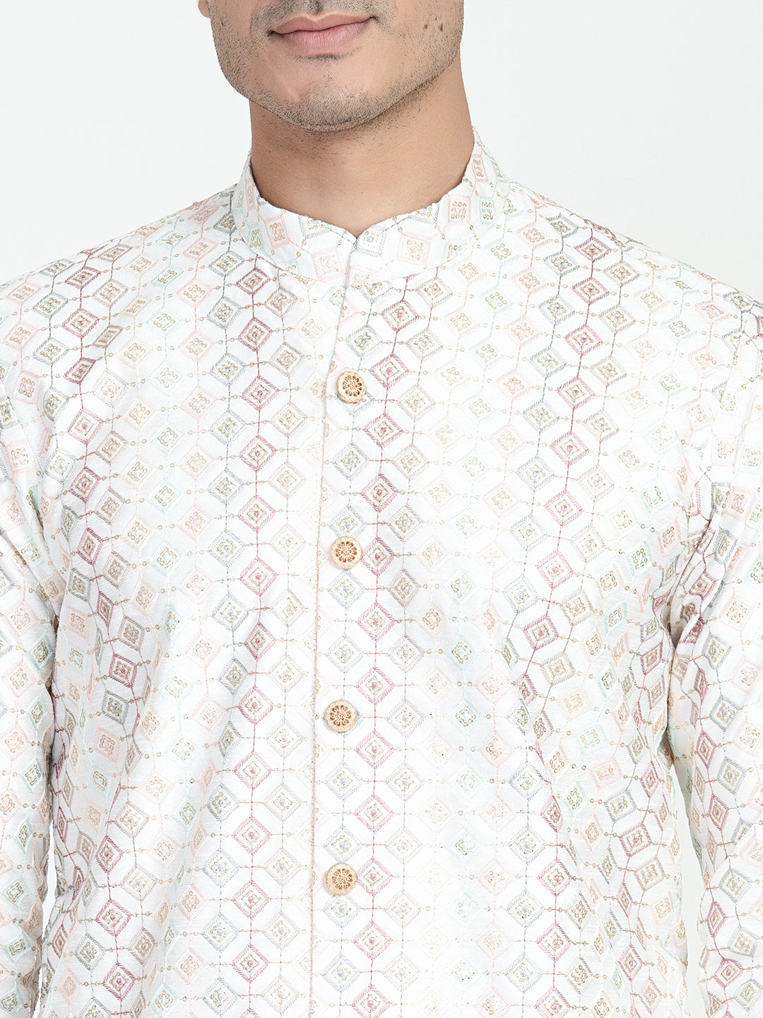 Full Buttoned Multicolored Kurta Set