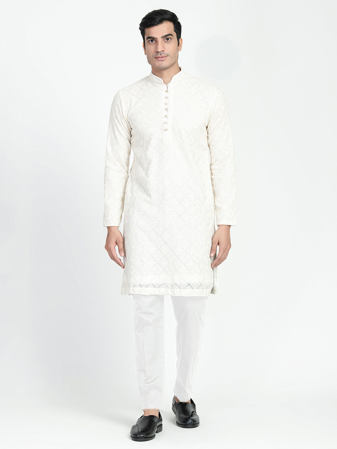 Lucknowi Sequins Worked Chikankari Kurta Set