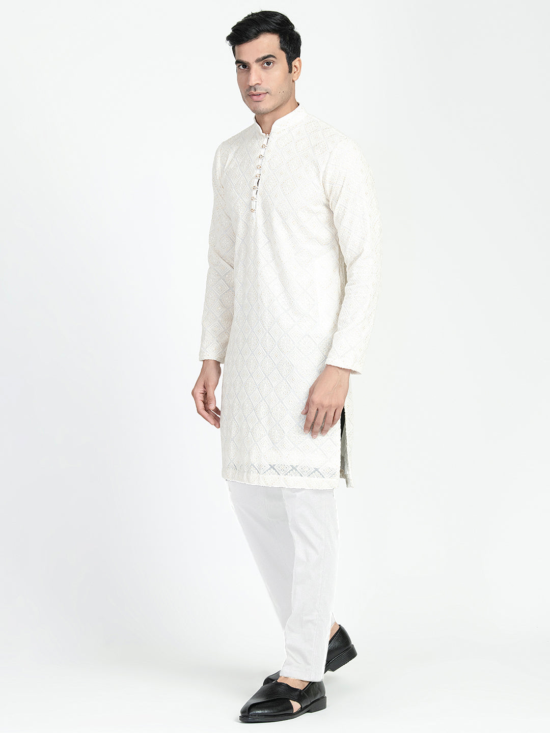 Lucknowi Sequins Worked Chikankari Kurta Set