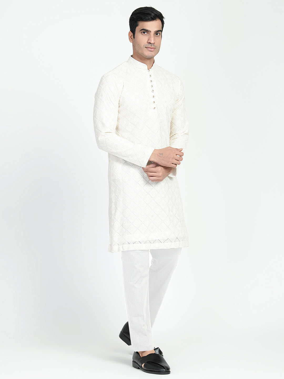 Lucknowi Sequins Worked Chikankari Kurta Set