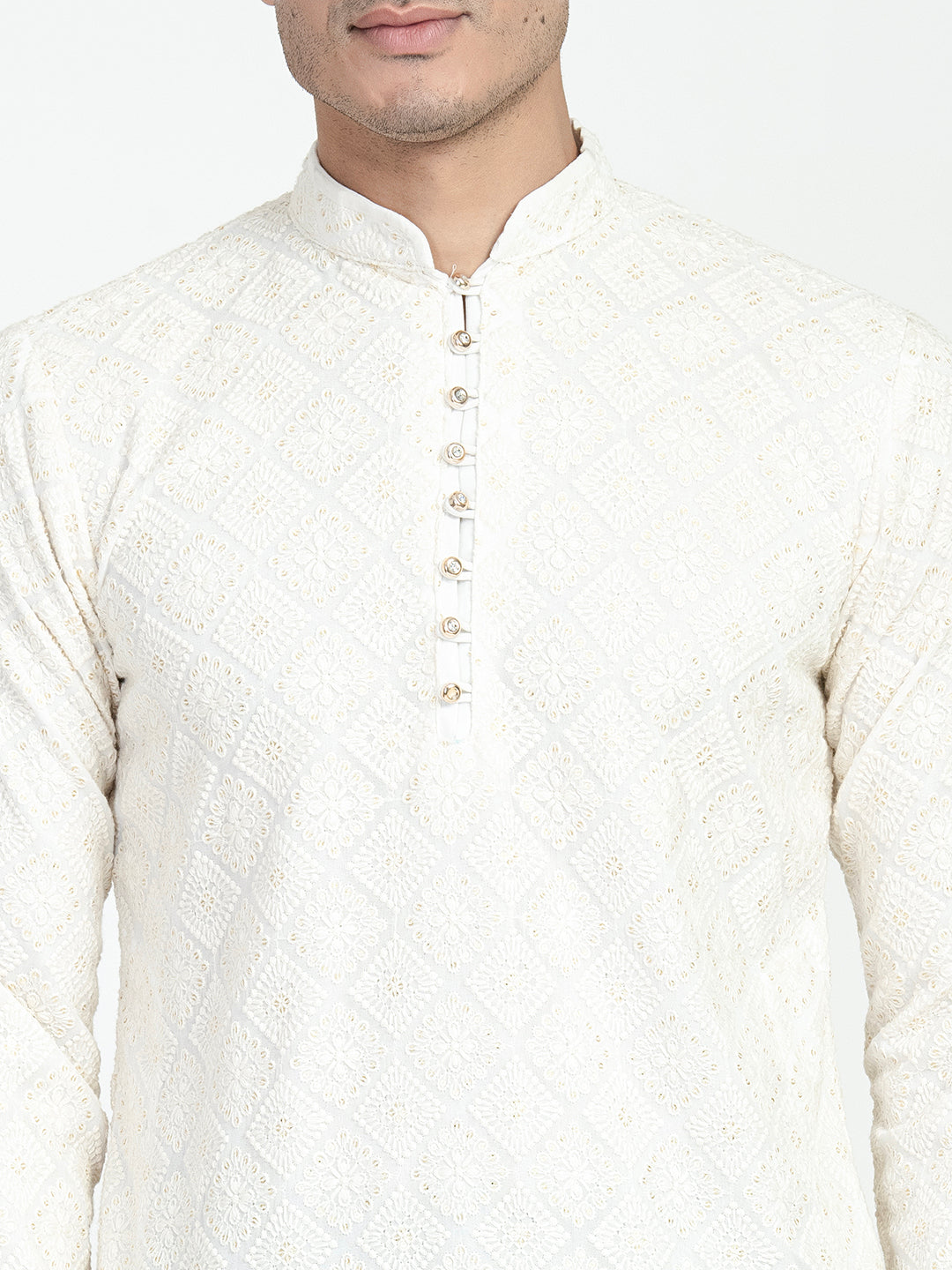 Lucknowi Sequins Worked Chikankari Kurta Set