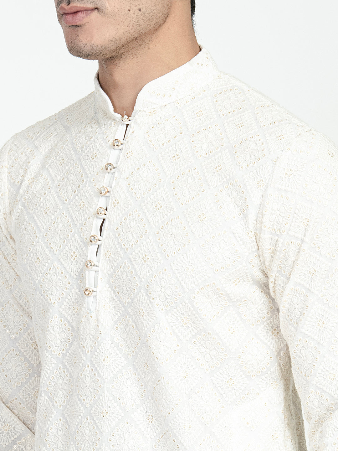 Lucknowi Sequins Worked Chikankari Kurta Set