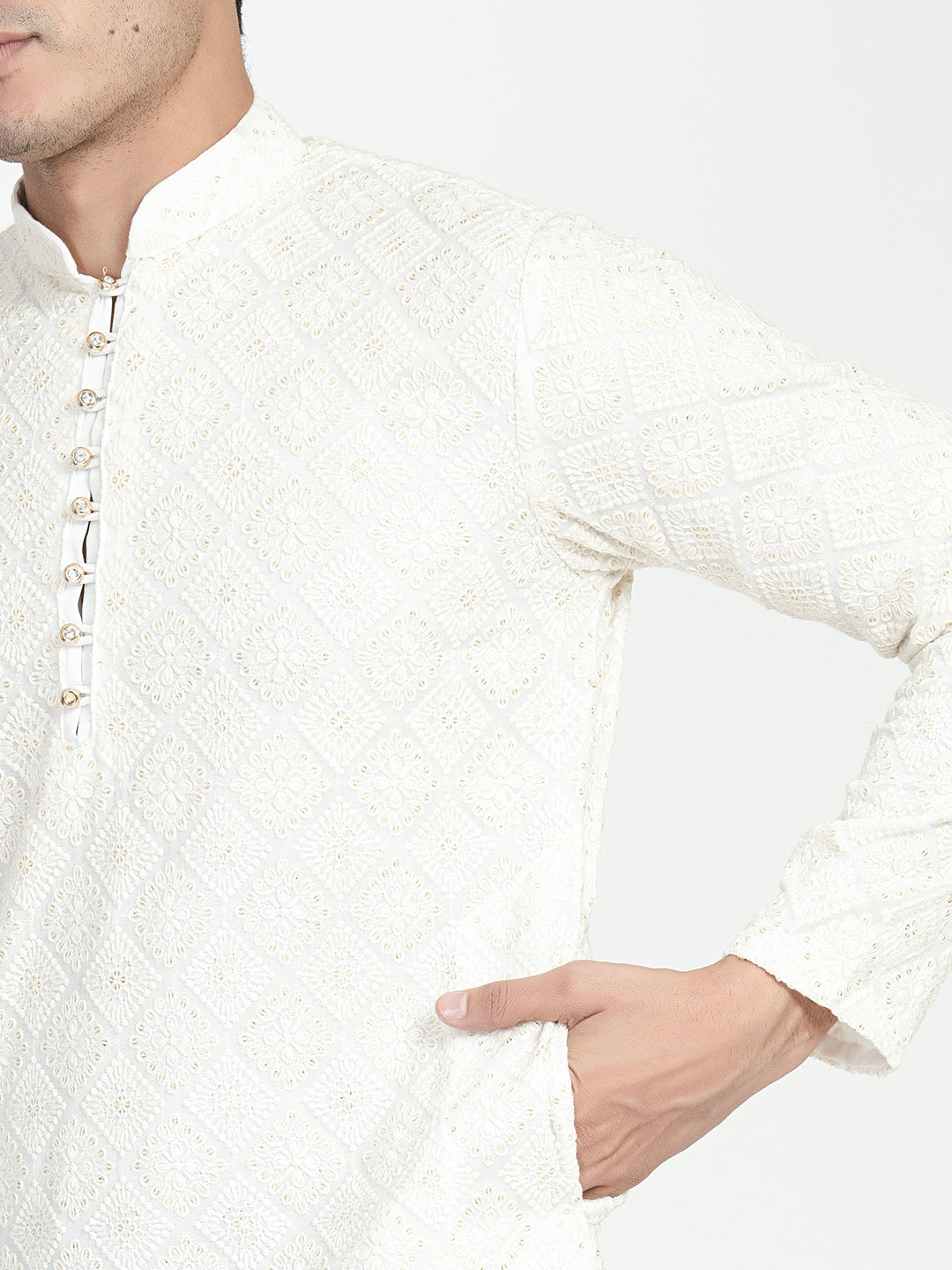 Lucknowi Sequins Worked Chikankari Kurta Set