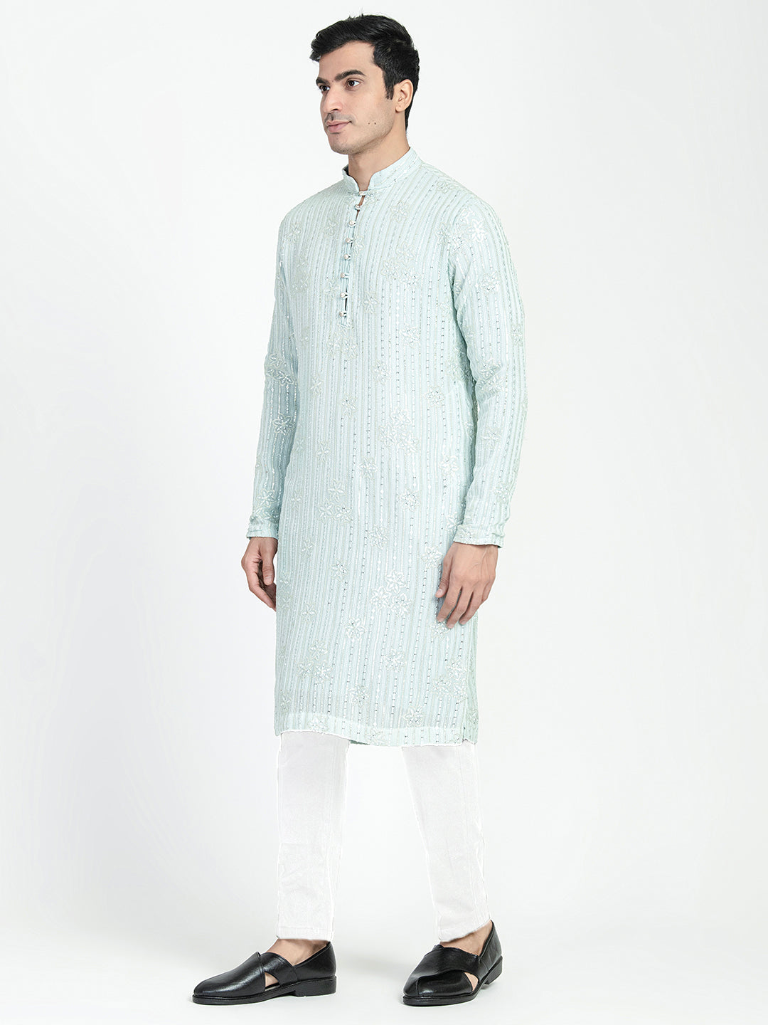 Mens Star Design Sequins Work Kurta Set