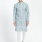 Mens Lucknowi Chikankari Sequins Kurta Set