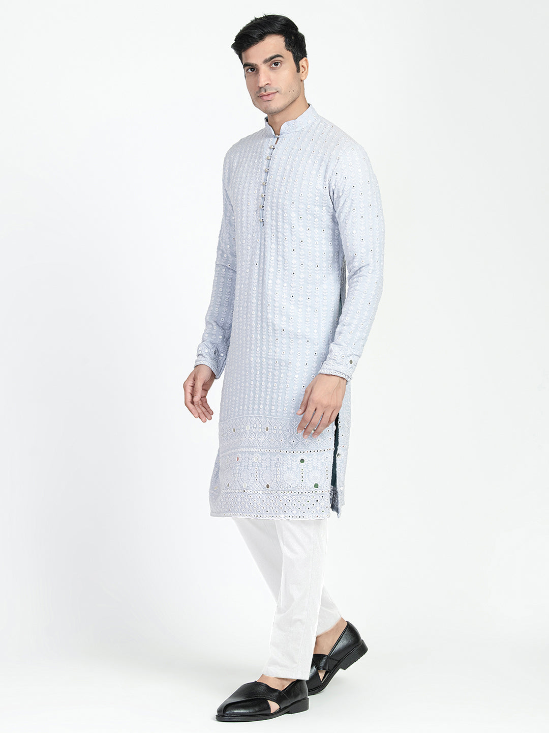 Classic Mirror Embroidery Kurta Set