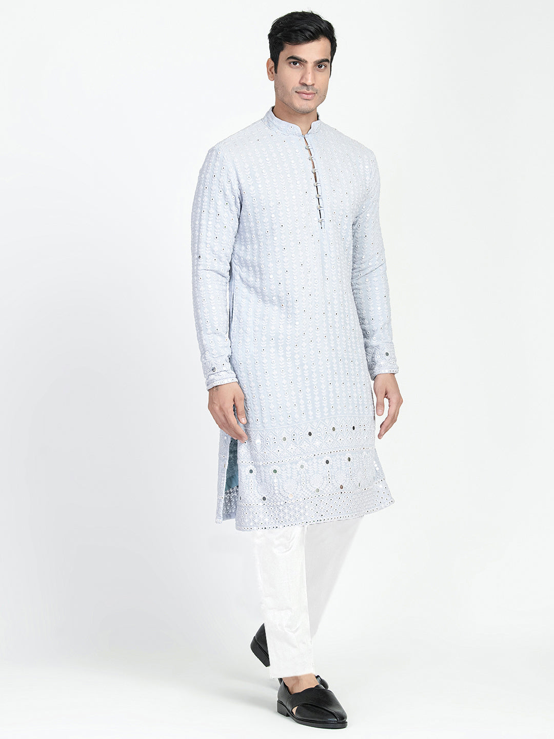 Classic Mirror Embroidery Kurta Set