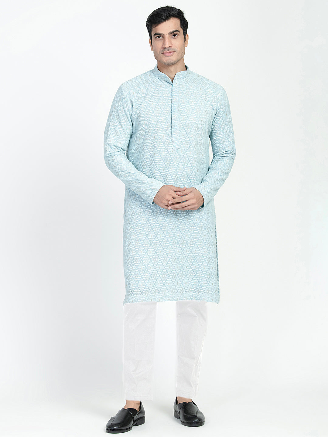 Lucknowi Sequins Worked Chikankari Kurta Set