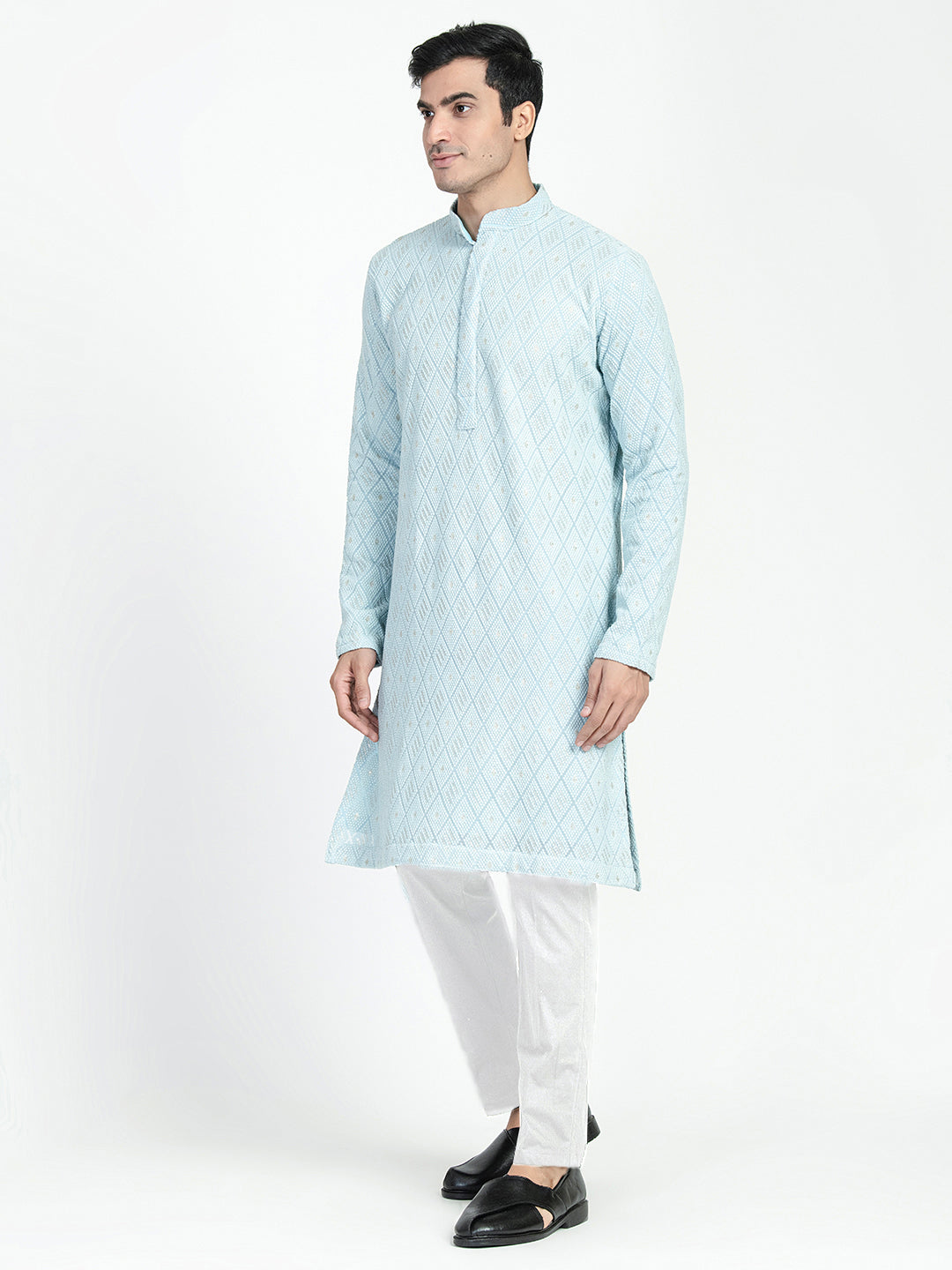 Lucknowi Sequins Worked Chikankari Kurta Set