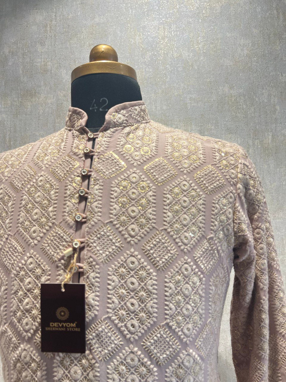 Geomettric Designed Chikankari Kurta Set