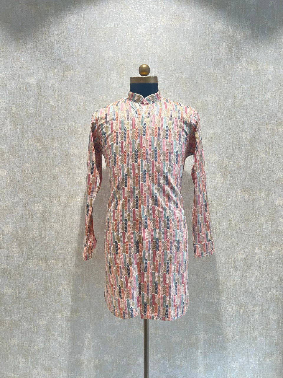 Full Buttoned Multicolored Kurta Set