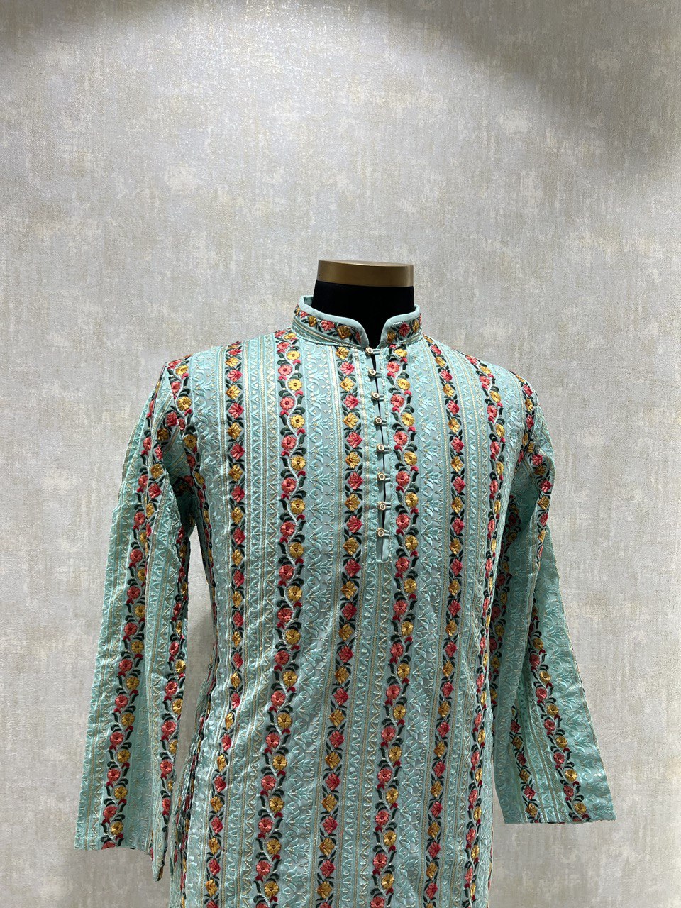 Multicolored Chikankari Embroidery Kurta Set