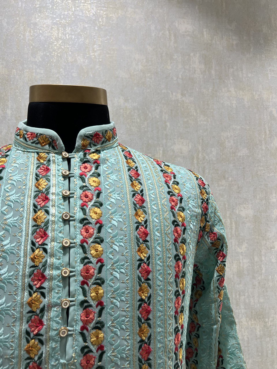 Multicolored Chikankari Embroidery Kurta Set