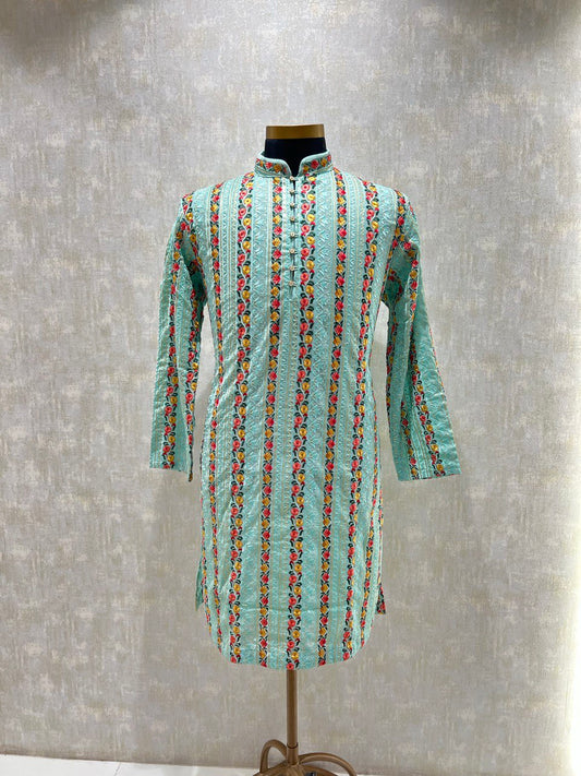 Multicolored Chikankari Embroidery Kurta Set