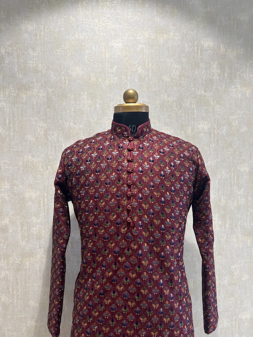 Floral Motif Work Multicolored Kurta Set