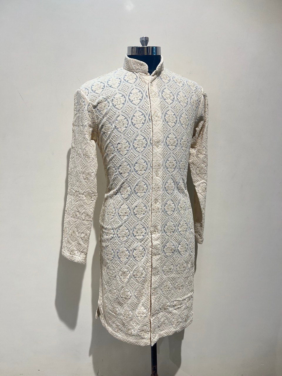 Full Buttoned Chikankari Kurta Set