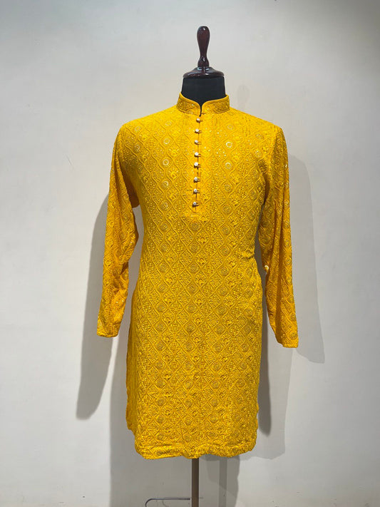 Lucknowi Sequins Worked Chikankari Kurta Set